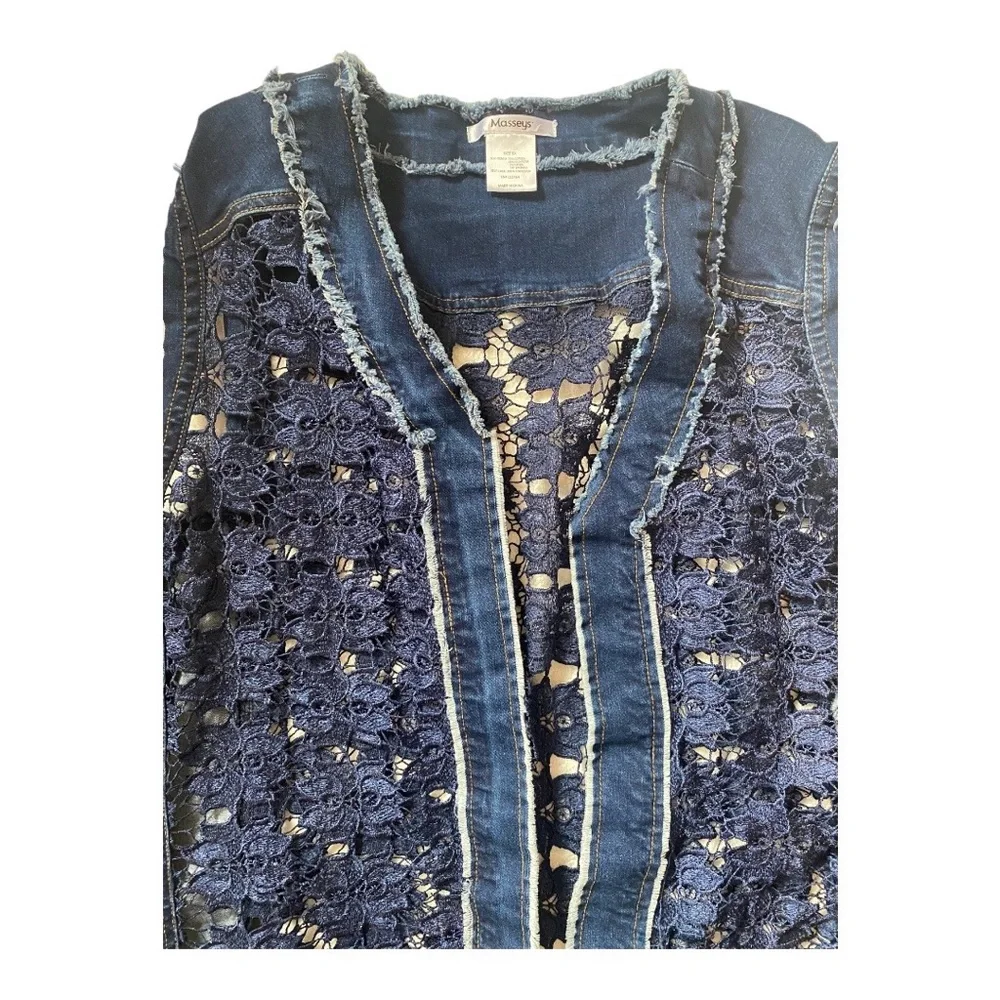 Plus Size Denim and Lace Jacket/Vest - Picture 3 of 3